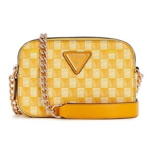 Guess Yellow Checkered Crossbody Bag